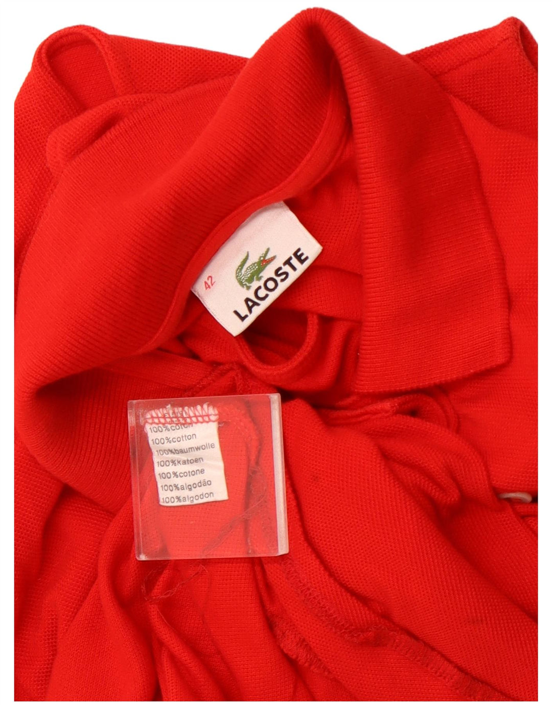 LACOSTE Damen ärmelloses Polokleid, Größe 42, große rote Baumwolle