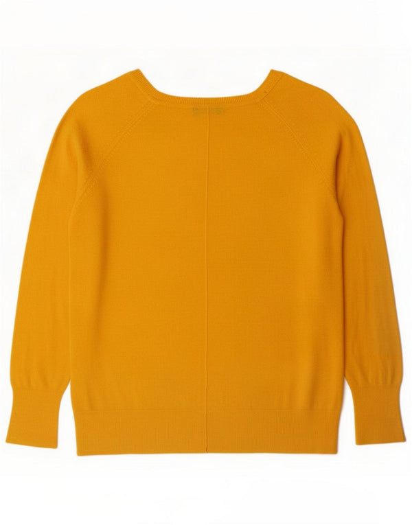 Zara Damen-Pullover mit U-Boot-Ausschnitt, UK 16, große gelbe Viskose