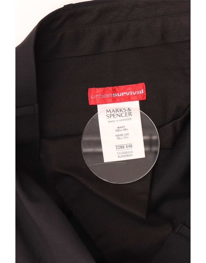 Gerade Herren-Anzughose von Marks & Spencer, W40, L31, schwarze Wolle