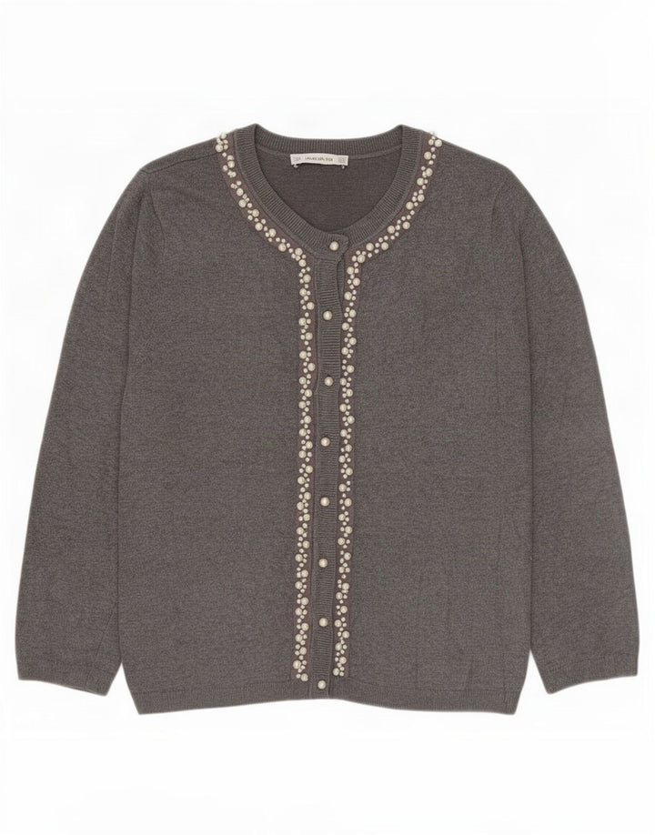 Zara Damen-Cardigan-Pullover UK 14 Large Grau
