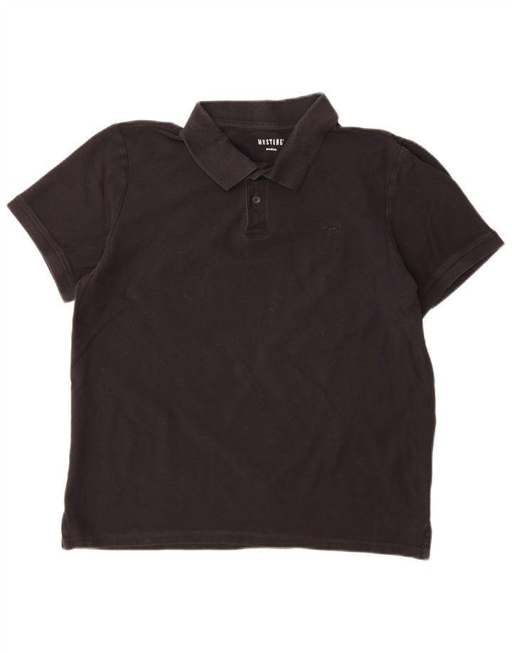 Mustang Herren-Poloshirt aus mittelschwarzer Baumwolle