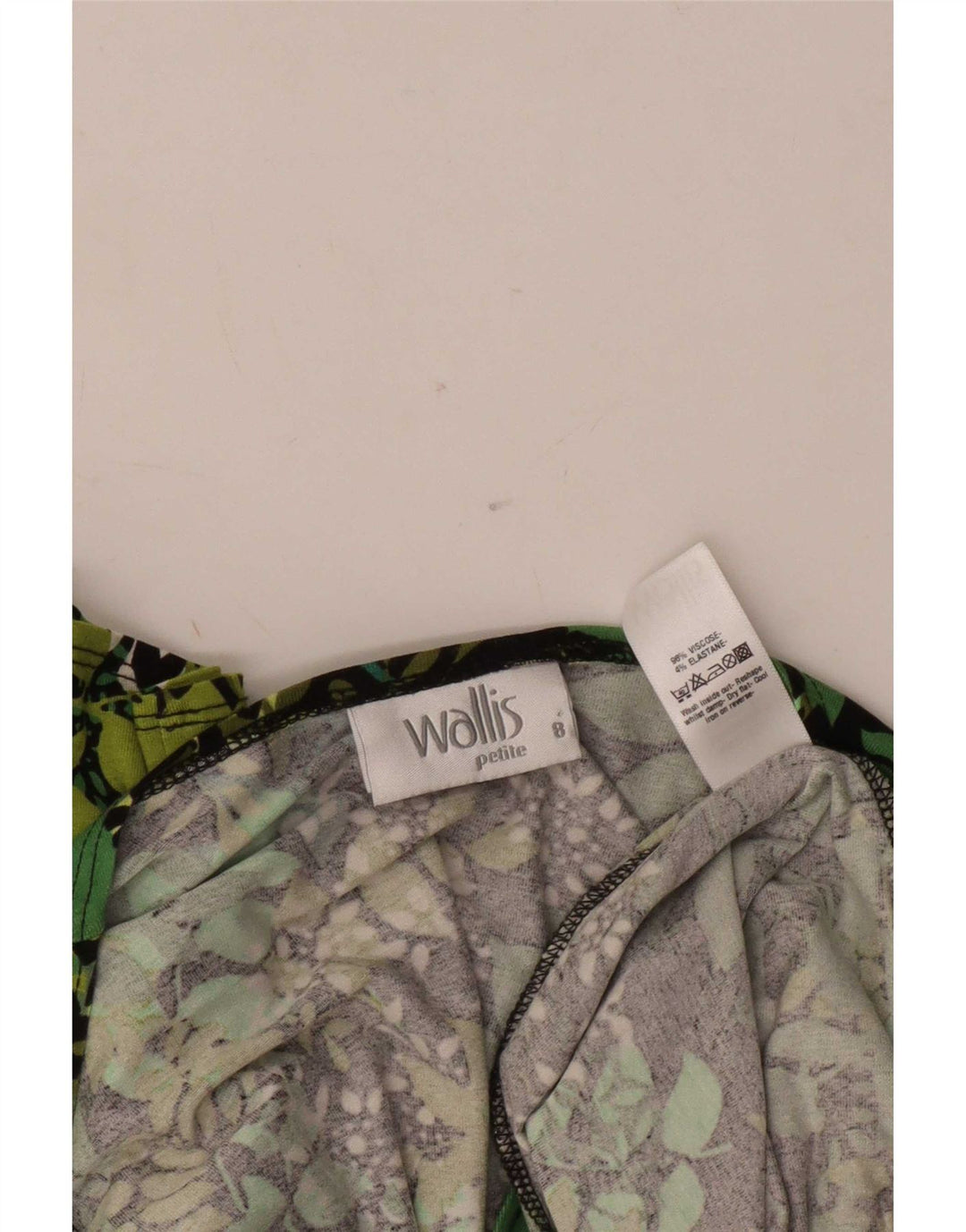 Wallis Womens Petite 3/4-Ärmel-Basic-Kleid UK 8 Kleine grüne Viskose mit Blumenmuster
