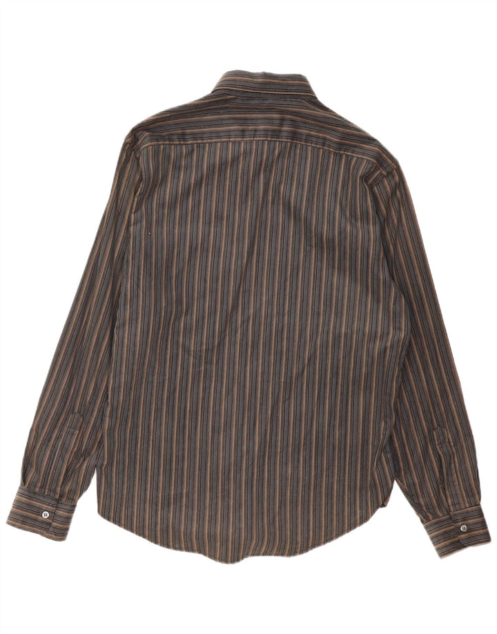 Trussardi Jeans Herrenhemd, groß, schwarz, gestreift, Baumwolle