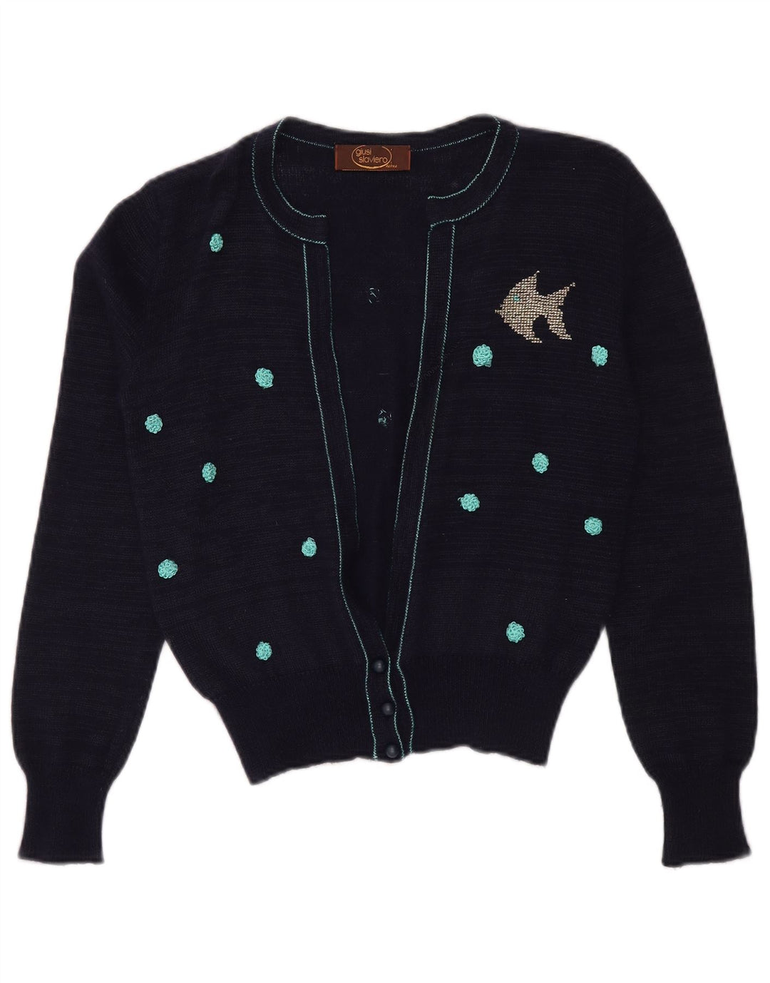 GIUSI SLAVIERO Damen Strickjacke Pullover IT 42 Medium Navy Blue Spotted