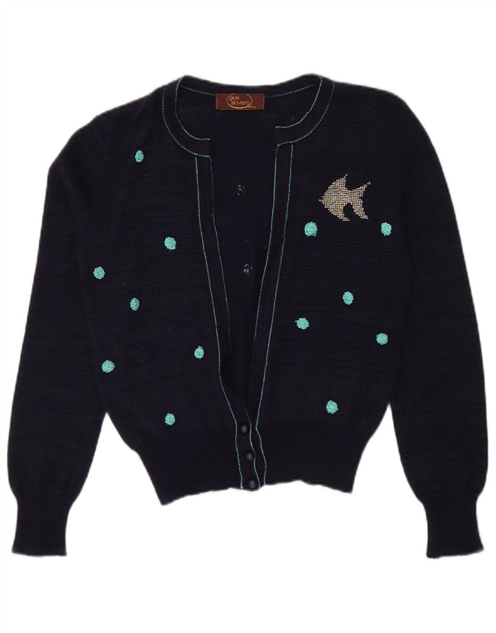 GIUSI SLAVIERO Damen Strickjacke Pullover IT 42 Medium Navy Blue Spotted