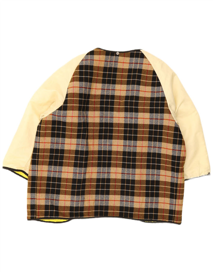 Vintage Damen Liner Wendejacke UK 20 2XL Braun karierte Wolle
