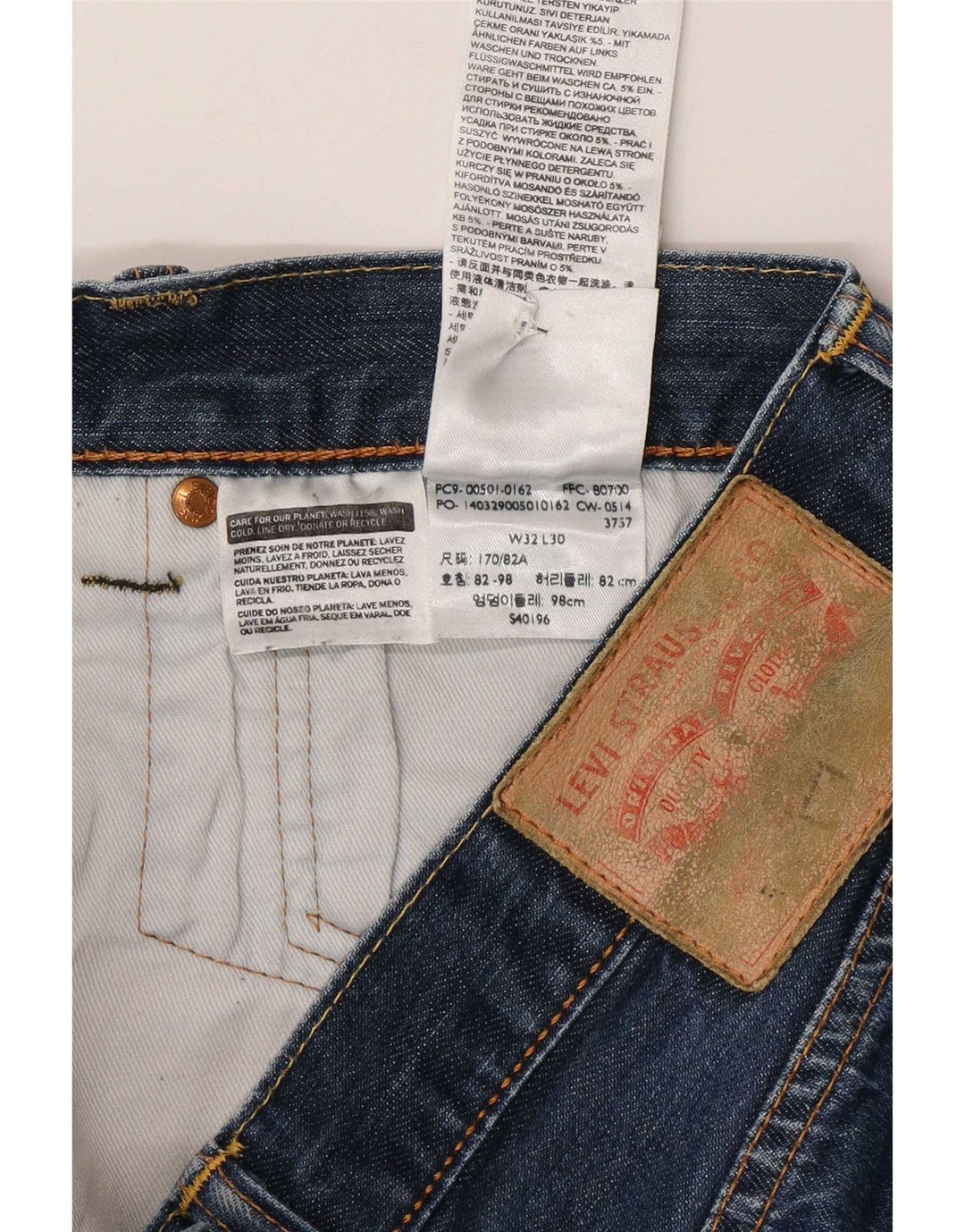 Levi's Herren Straight Jeans W32 L30 Blaue Baumwolle
