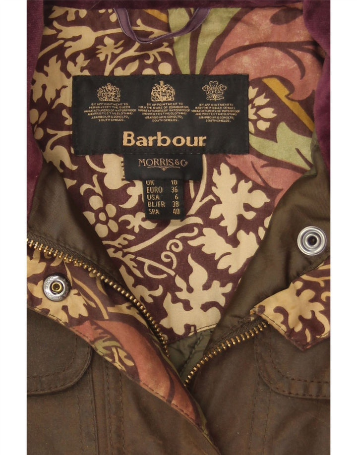 Barbour Damenjacke aus gewachster Baumwolle, UK 10, Größe S, braune Baumwolle