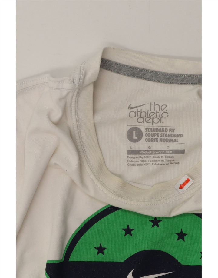 NIKE Herren Coupe Standard Standard Fit Grafik-T-Shirt-Oberteil, Größe L, Weiß