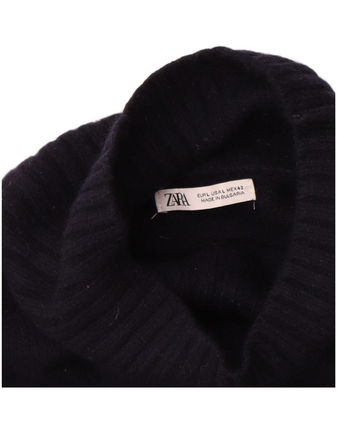 Rollkragenpullover für Herren von Zara, groß, marineblaue Wolle