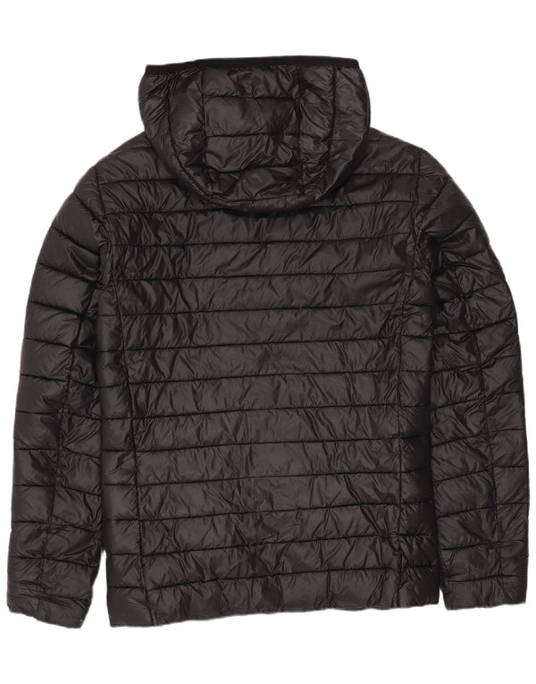 Calvin Klein Damen Übergroße, wattierte Jacke mit Kapuze, UK 6 XS, schwarzes Nylon