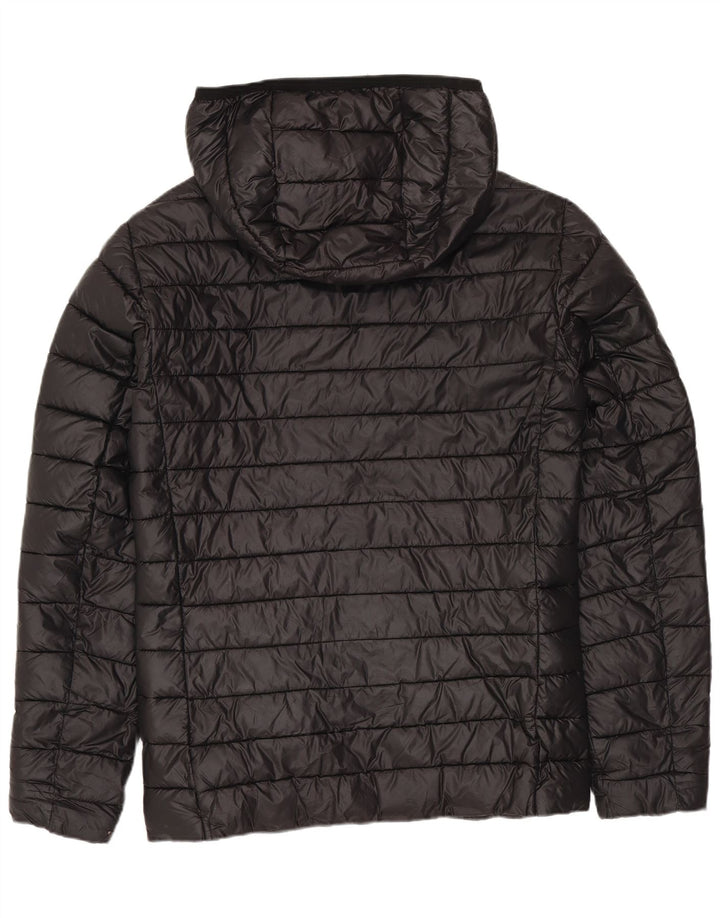 Calvin Klein Damen Übergroße, wattierte Jacke mit Kapuze, UK 6 XS, schwarzes Nylon