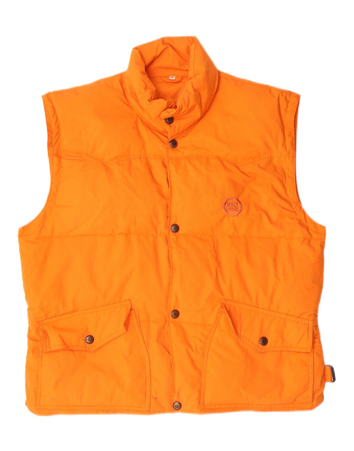 VINTAGE Mens Padded Gilet UK 38 Medium Orange Cotton Vintage Vintage and Second-Hand Vintage from Messina Hembry 
