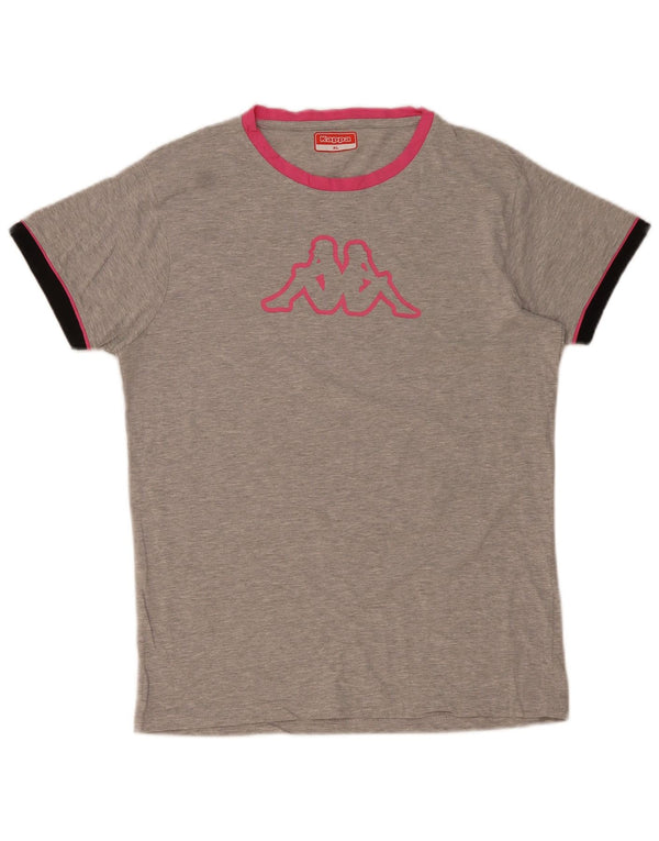 Kappa Damen Grafik T-Shirt Top UK 18 XL Grau Baumwolle