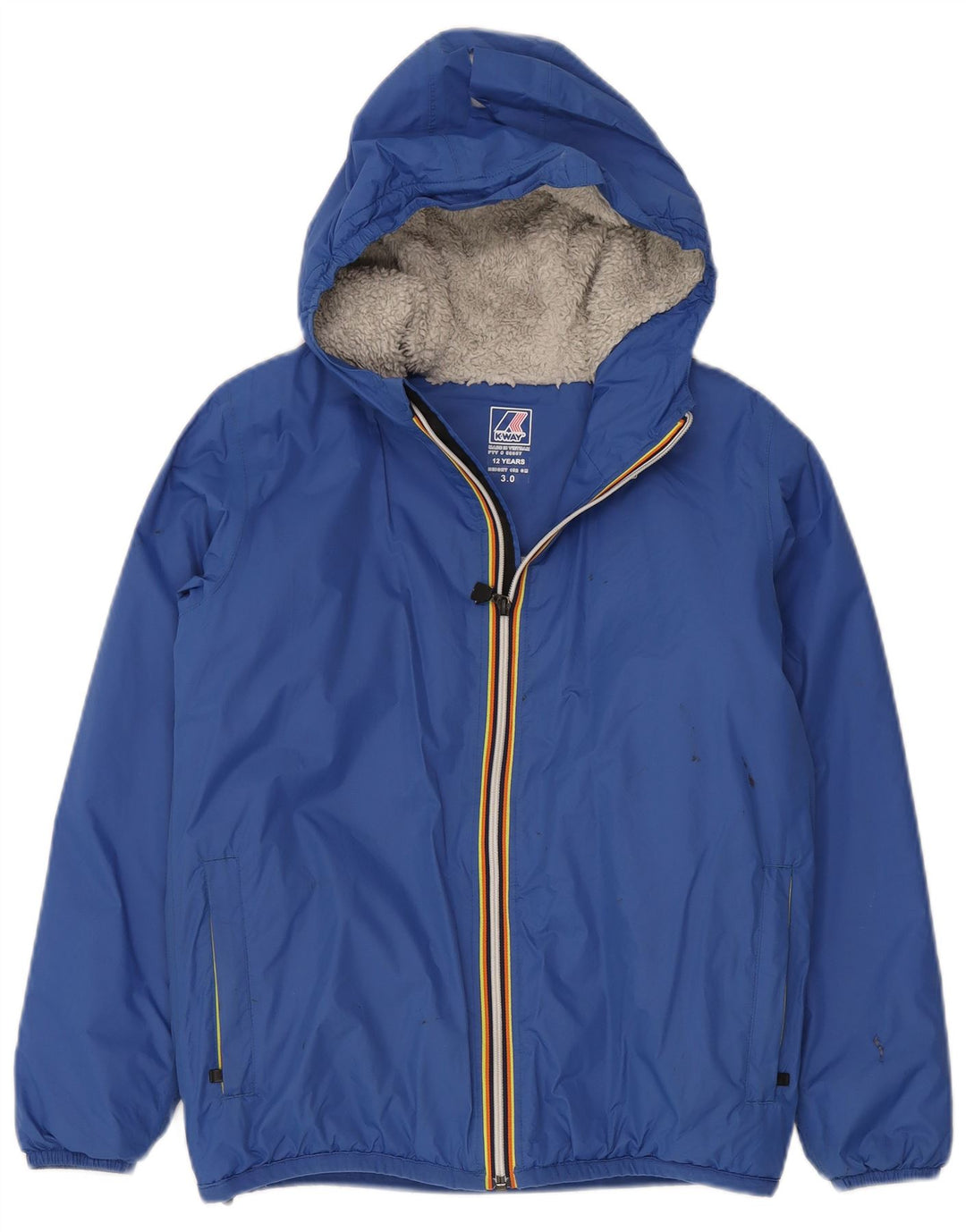 K-Way Windjacke mit Kapuze für Jungen, 11–12 Jahre, blaues Polyamid