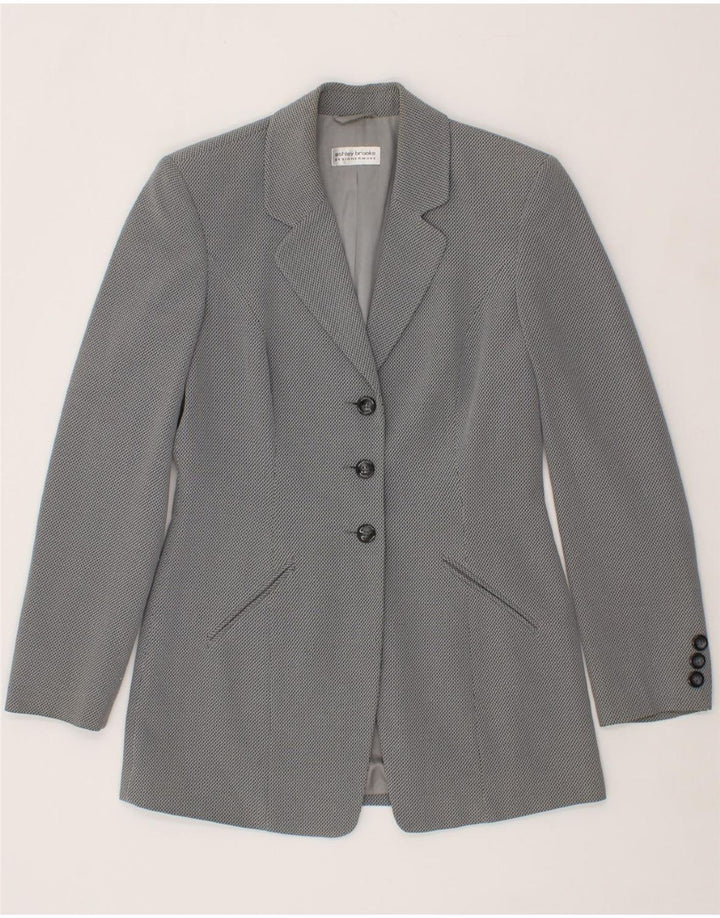 ASHLEY BROOKE Womens 3 Button Blazer Jacket UK 10 Small Grey Viscose Vintage Ashley Brooke and Second-Hand Ashley Brooke from Messina Hembry 