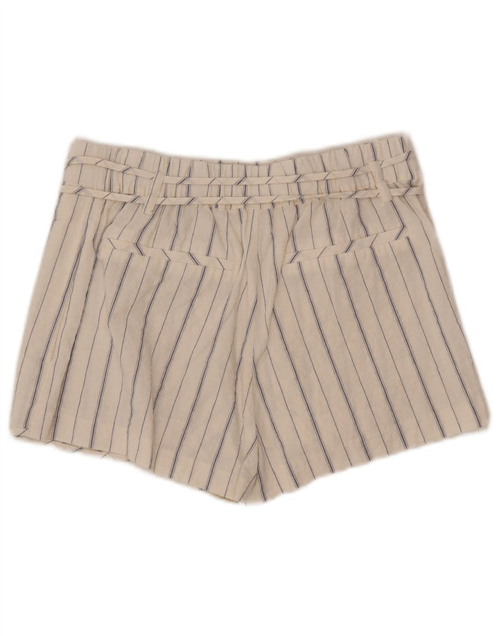 Zara Damen-Hotpants mit hoher Taille, Größe S, W26, weiß gestreift