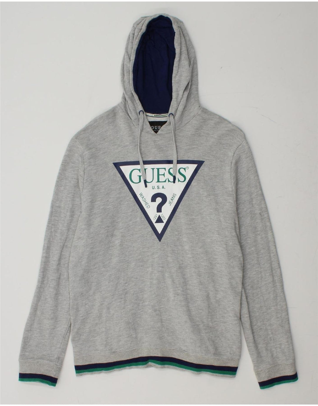 GUESS Herren-Kapuzenpullover mit Grafik, groß, graue Baumwolle