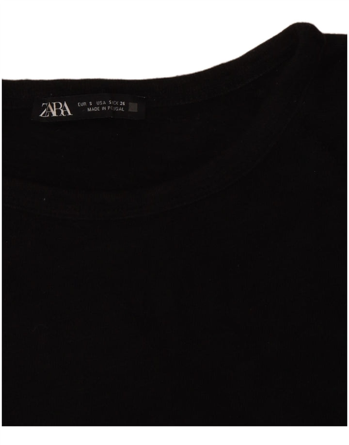 Zara Damen Top 3/4 Ärmel UK 10 Small Schwarz