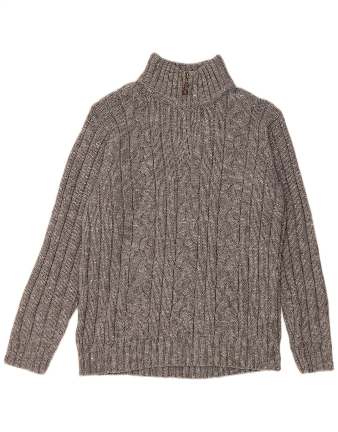Marks & Spencer Herren-Pullover mit Reißverschluss am Hals, großes, grau meliertes Acryl