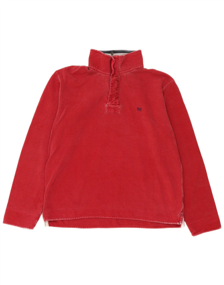 Crew Clothing Herren-Sweatshirt mit Reißverschluss am Hals, mittelrote Baumwolle