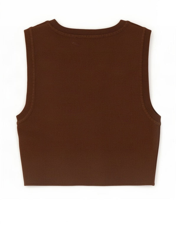 Zara Damen Crop Vest Top UK 8 Small Braun