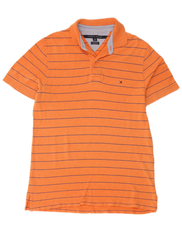 Tommy Hilfiger Herren Custom Fit Poloshirt XS Orange gestreift Baumwolle