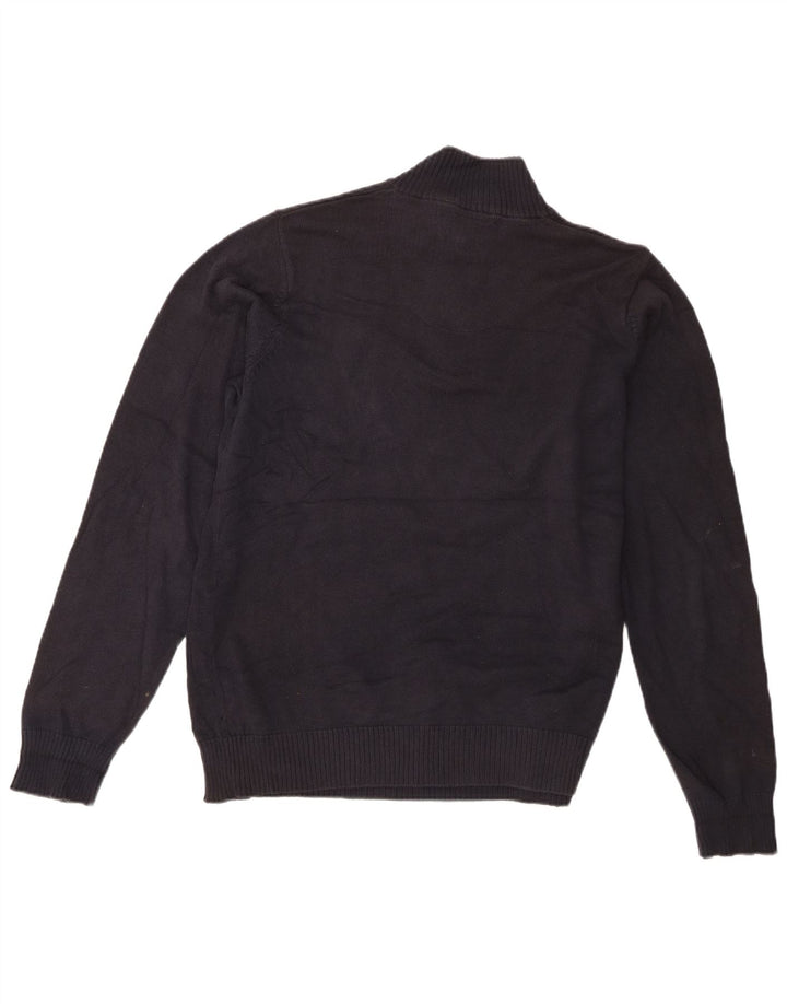 Marks & Spencer Herren-Pullover mit Reißverschluss am Hals, mittelmarineblaue Baumwolle