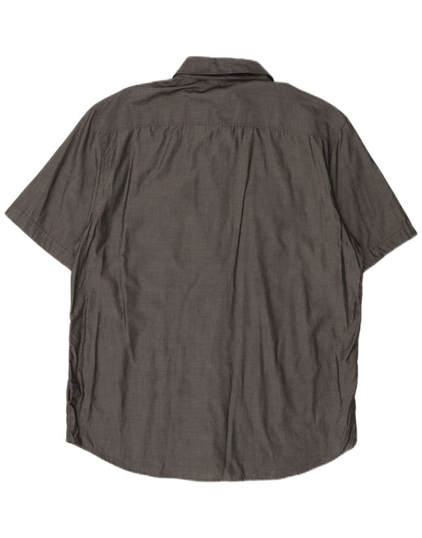 CALVIN KLEIN Mens Short Sleeve Shirt Large Grey Cotton