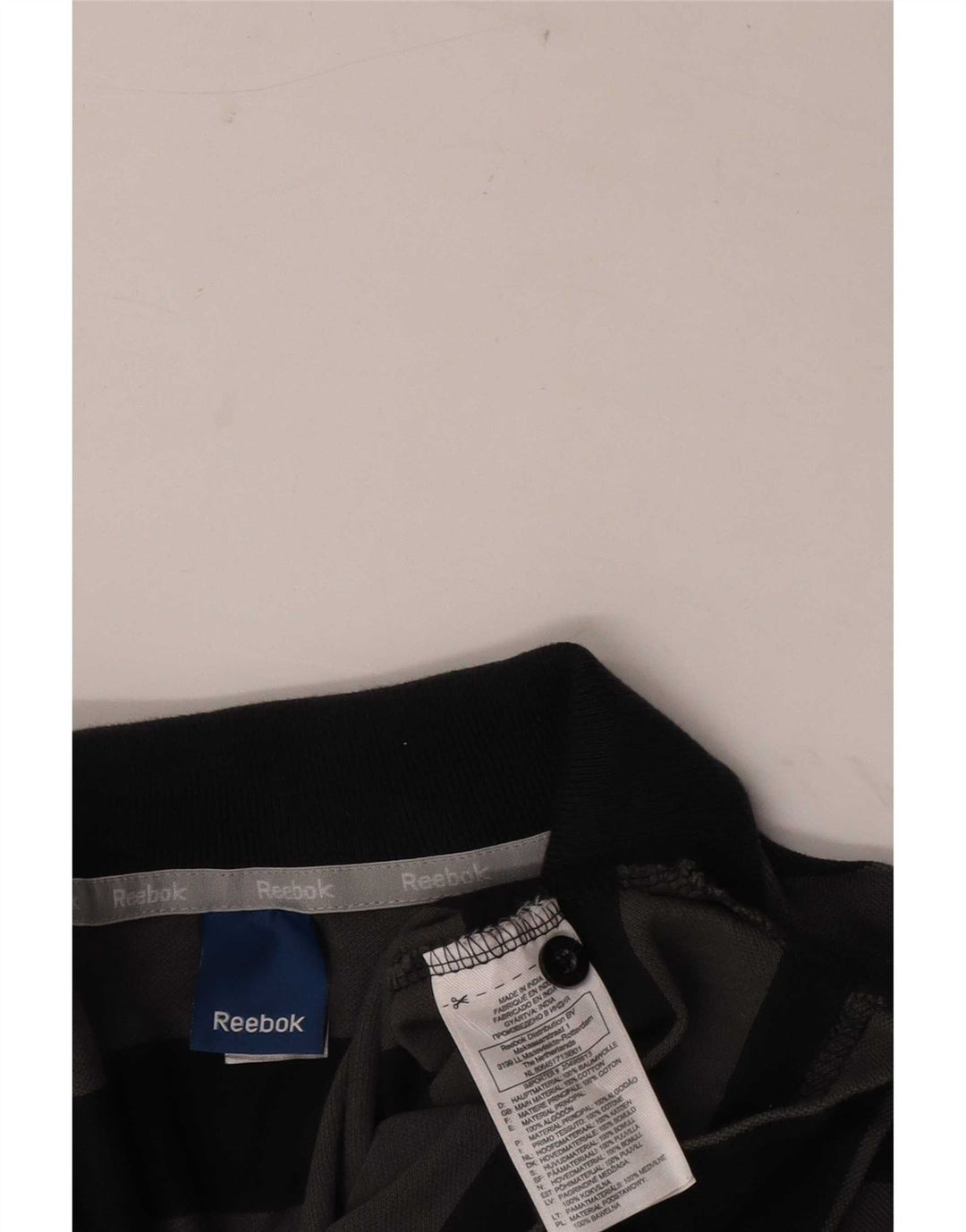 Reebok Herren Poloshirt XL grau gestreift aus Baumwolle