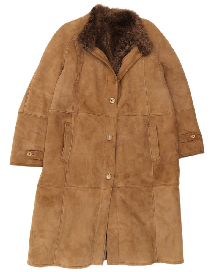 Shearling Damen-Shearling-Mantel IT 48 XL Braunes Shearling