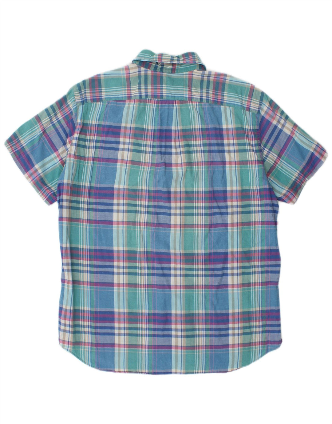 J. Crew Herren-Kurzarmhemd aus mittelblauer, karierter Baumwolle