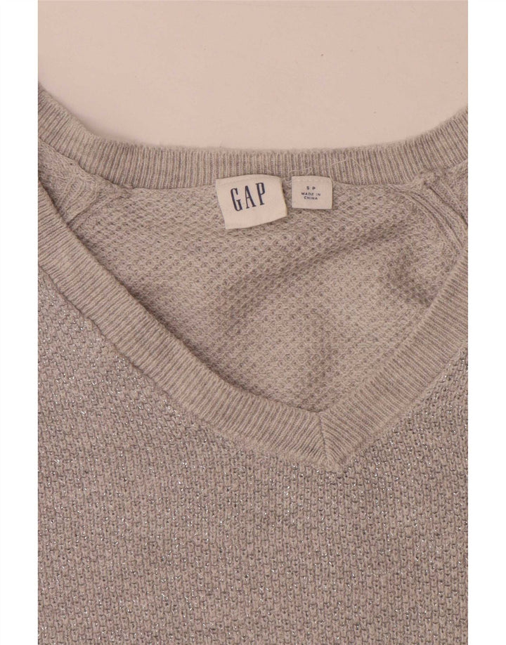 Gap Damen-Pullover mit V-Ausschnitt, übergroß, Gr. 10, Größe S, Grau
