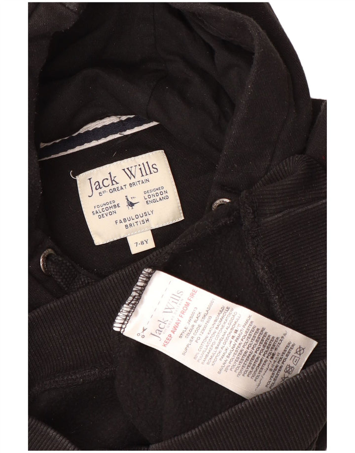 JACK WILLS Kapuzenpullover mit Grafik für Jungen, 7–8 Jahre, schwarze Baumwolle