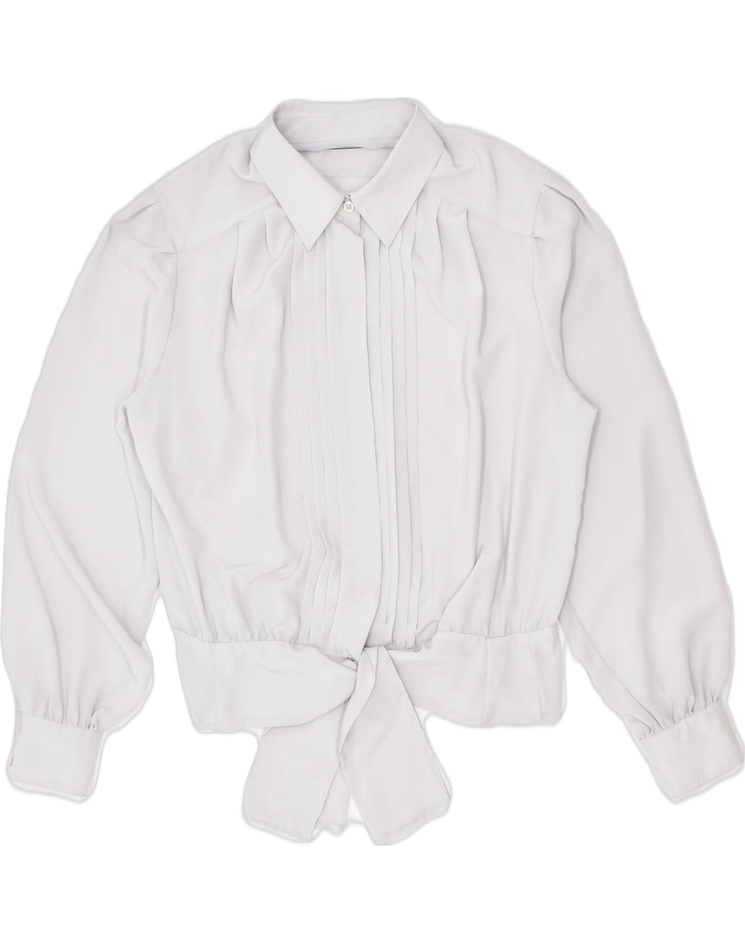 VINTAGE Womens Front Tie Shirt IT 42 Medium Grey Polyester | Vintage Vintage | Thrift | Second-Hand Vintage | Used Clothing | Messina Hembry 