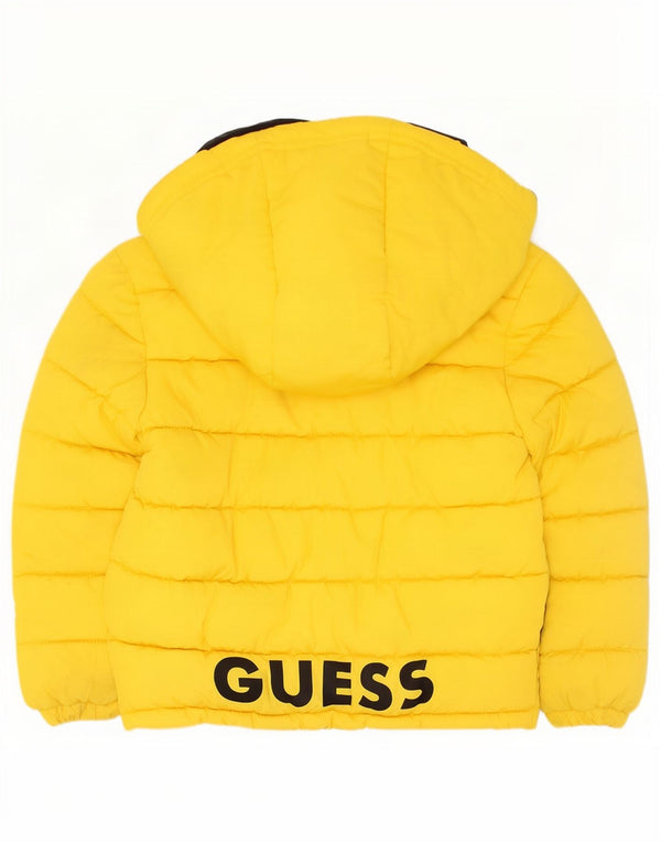 Guess Wattierte Jacke mit grafischer Kapuze für Jungen, 3–4 Jahre, gelbes Polyester