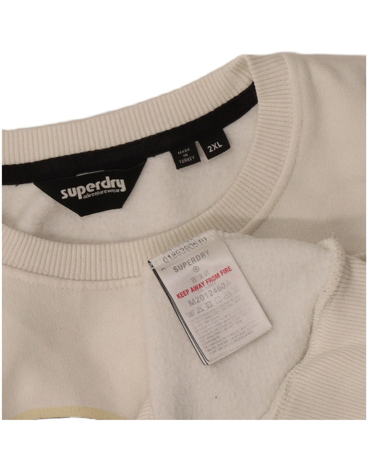 Superdry Herren-Sweatshirt mit Grafik, 2XL, weiße Baumwolle