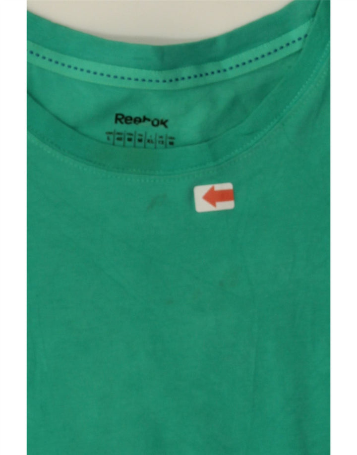 REEBOK Womens T-Shirt Top UK 12 Medium Turquoise Cotton Vintage Reebok and Second-Hand Reebok from Messina Hembry 