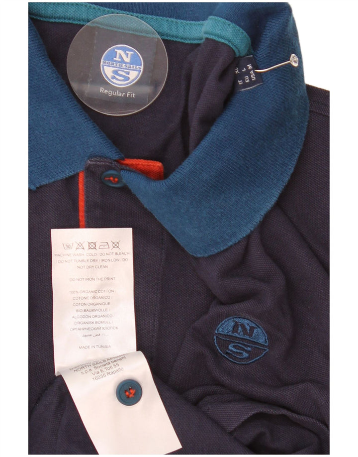 North Sails Herren-Langarm-Poloshirt, mittelgroß, Marineblau, Farbblock