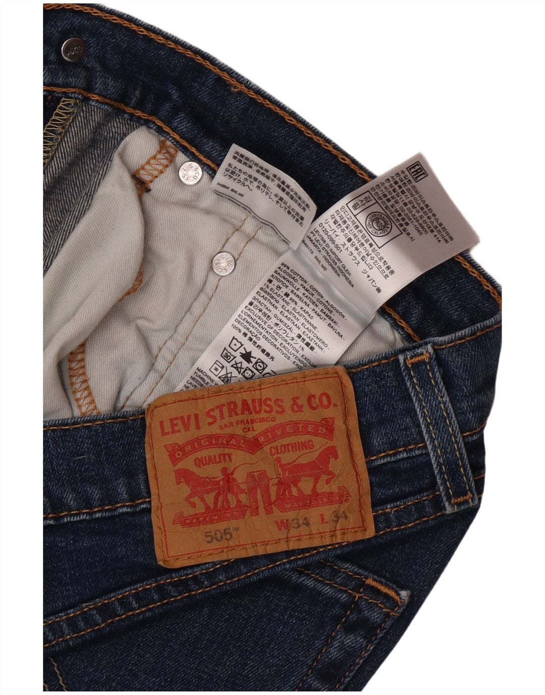 Levi's Herren 505 Straight Jeans W34 L34 Blaue Baumwolle