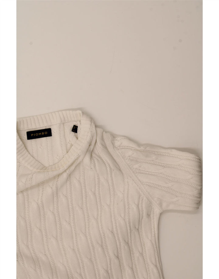 PIOMBO Womens Crew Neck Jumper Sweater UK 16 Large White Vintage Piombo and Second-Hand Piombo from Messina Hembry 