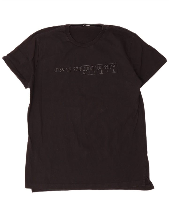 Diesel Herren Grafik T-Shirt Top 2XL Schwarz Baumwolle