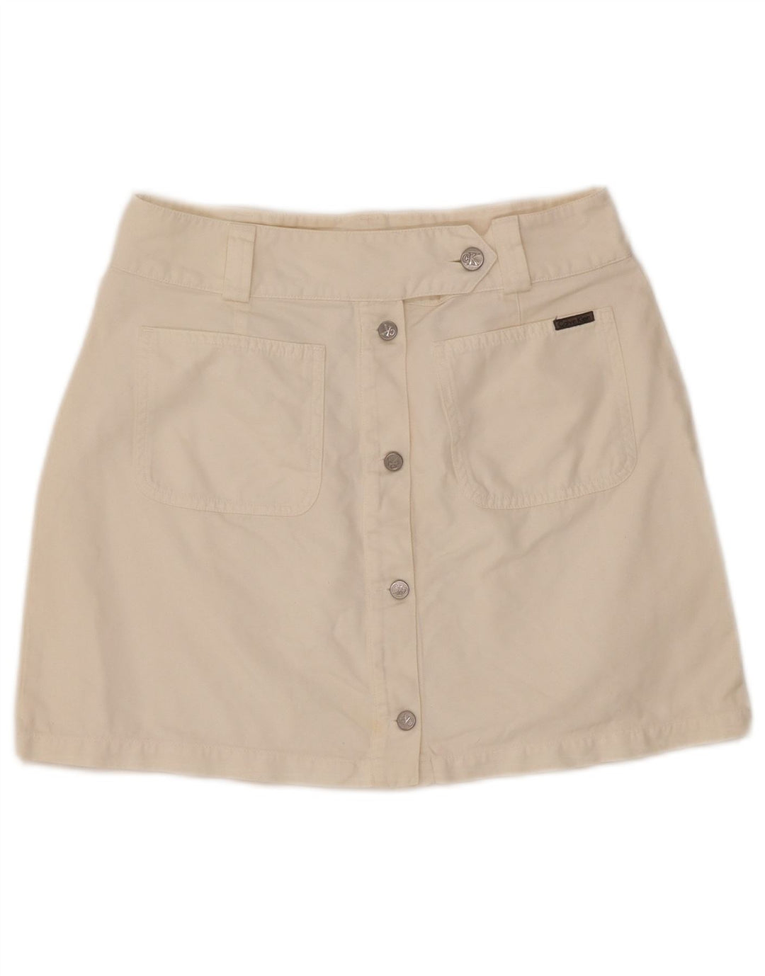 CALVIN KLEIN Damen Minirock W30 Mittelweiße Baumwolle