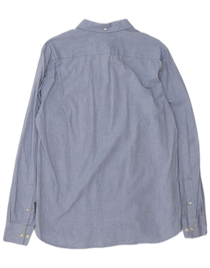 French Connection Herren-Hemd, groß, aus blauer Baumwolle