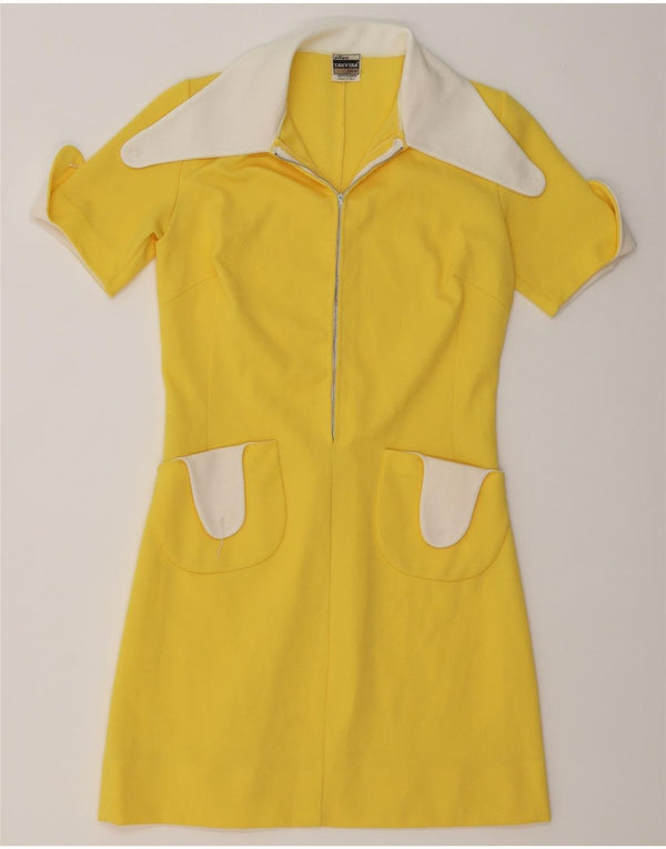 Trevira Damen Polokleid IT 44 Mittelgelbes Colourblock-Polyester