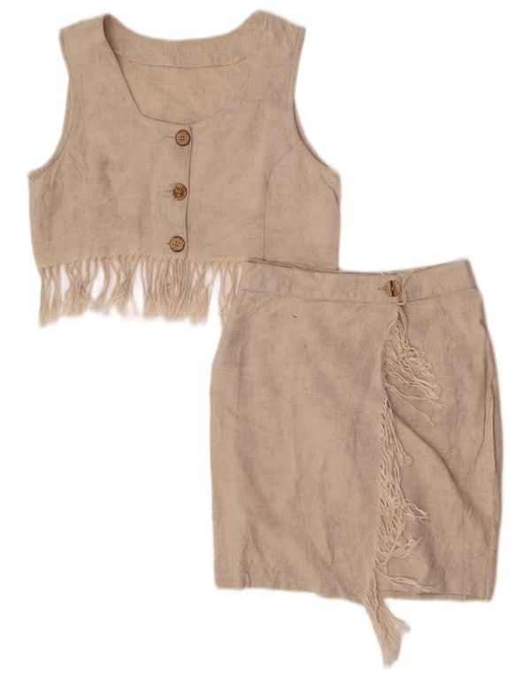 2-teiliges Vintage-Wickelrock-Set für Mädchen, 12–13 Jahre, mittelgroß, W24, beige Viskose