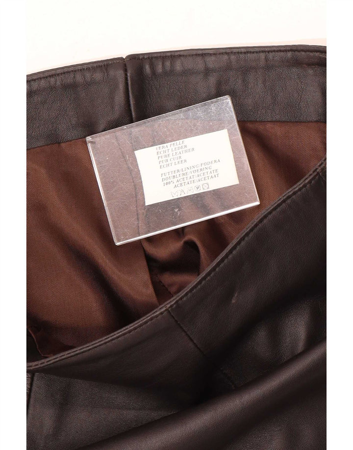 Vintage Damen Mini Lederrock IT 40 Small W28 Schwarz