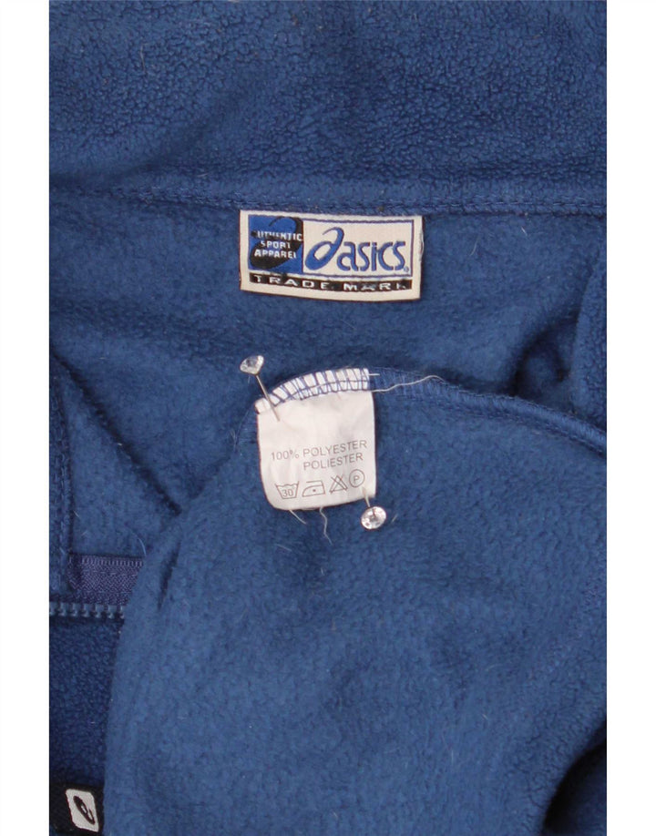 Asics Herren-Fleecepullover mit Reißverschluss am Hals, groß, marineblaues Polyester