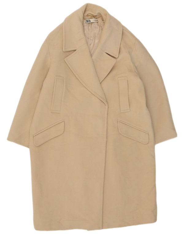 Zara Damen Übergroßer Mantel UK 16 Large Beige Polyester