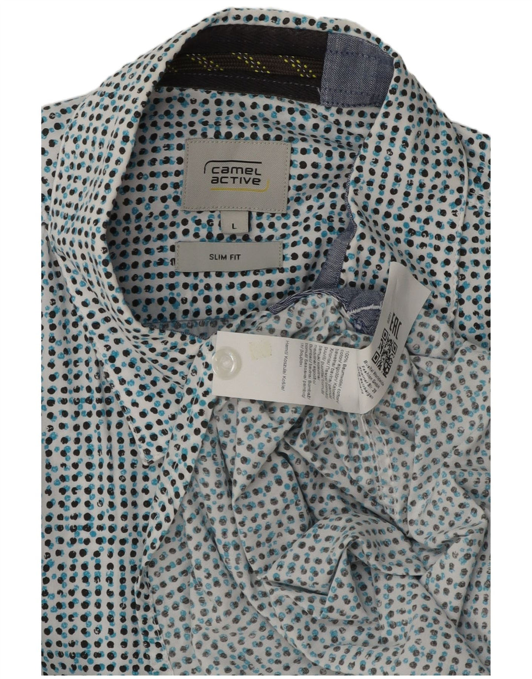 Camel Active Herren Kurzarm-Slim-Fit-Hemd, groß, blau gepunktet, Baumwolle